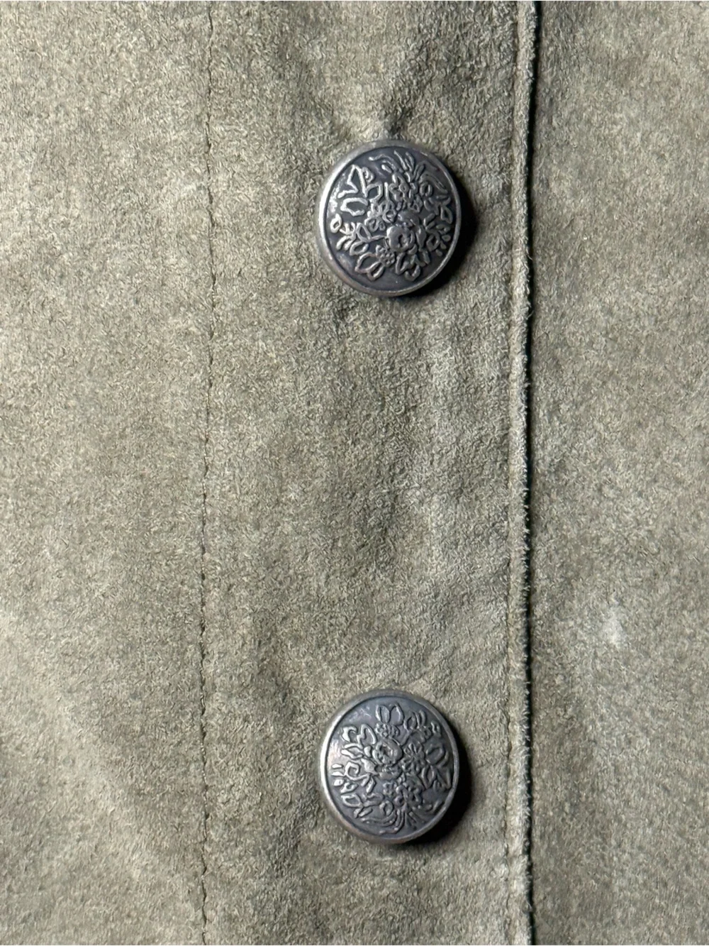 Gianni Bini 100% Leather Suede Mini Skirt M Olive Green Button A-Line